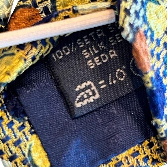 Ermenegildo Zegna Necktie Tie Mens Silk Gold with Circles Woven Made Italy 58" - Picture 4 of 9